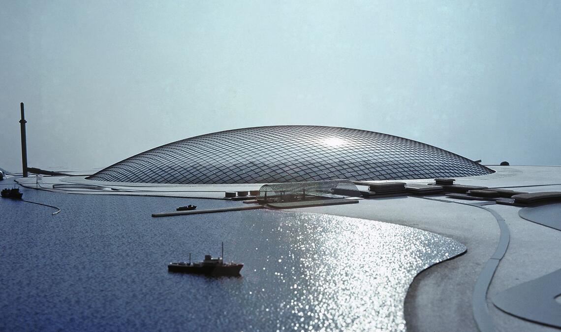 Kenzo Tange mit Frei Otto, Projektstudie „Stadt in der Arktis“ (1971), Modellfoto