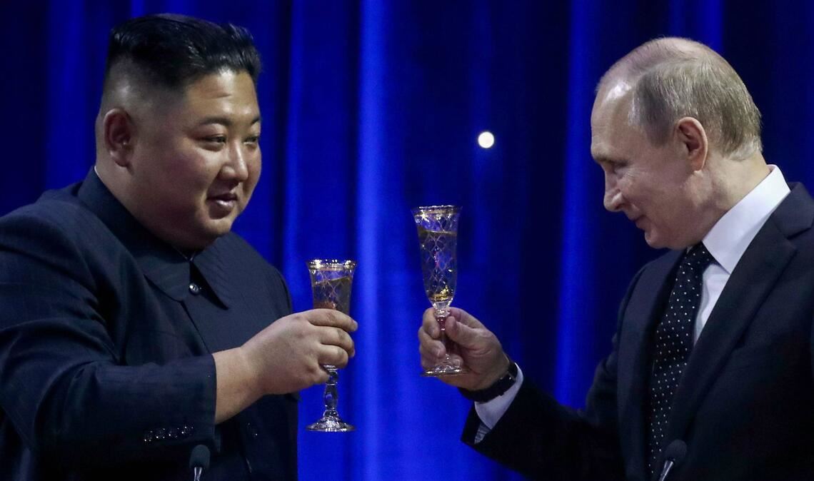 Kim Jong un und Wladimir Putin bei einem Treffen in Russland im Jahr 2019.