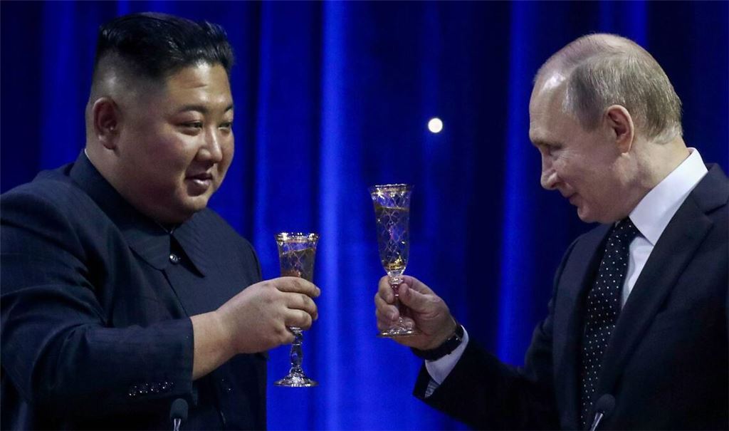 Kim Jong un und Wladimir Putin bei einem Treffen in Russland im Jahr 2019.