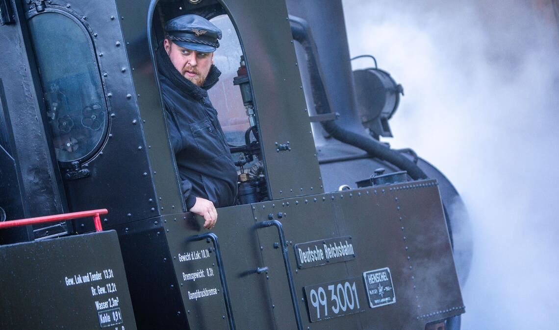 Klützer Winkel: Historische Dampflok 99 3001 unterwegs auf der Kaffeebrenner-Strecke