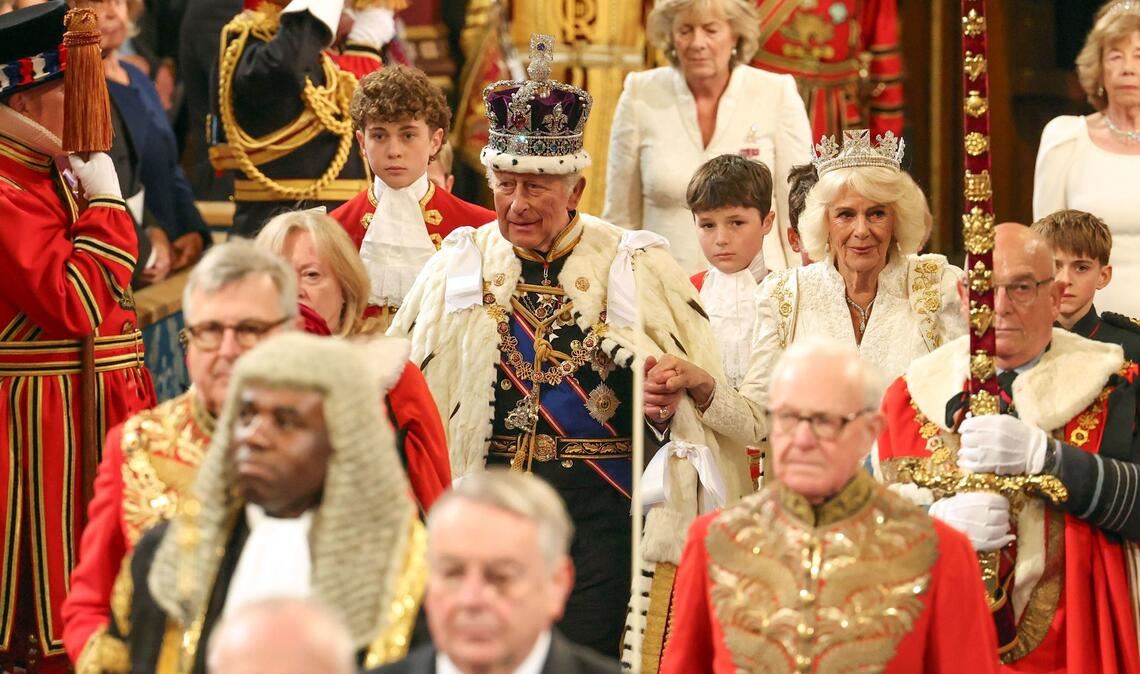 König Charles III. und Königin Camilla nehmen an einer Zeremonie zur Eröffnung des Parlaments für das kommende Sitzungsjahr in London teil.