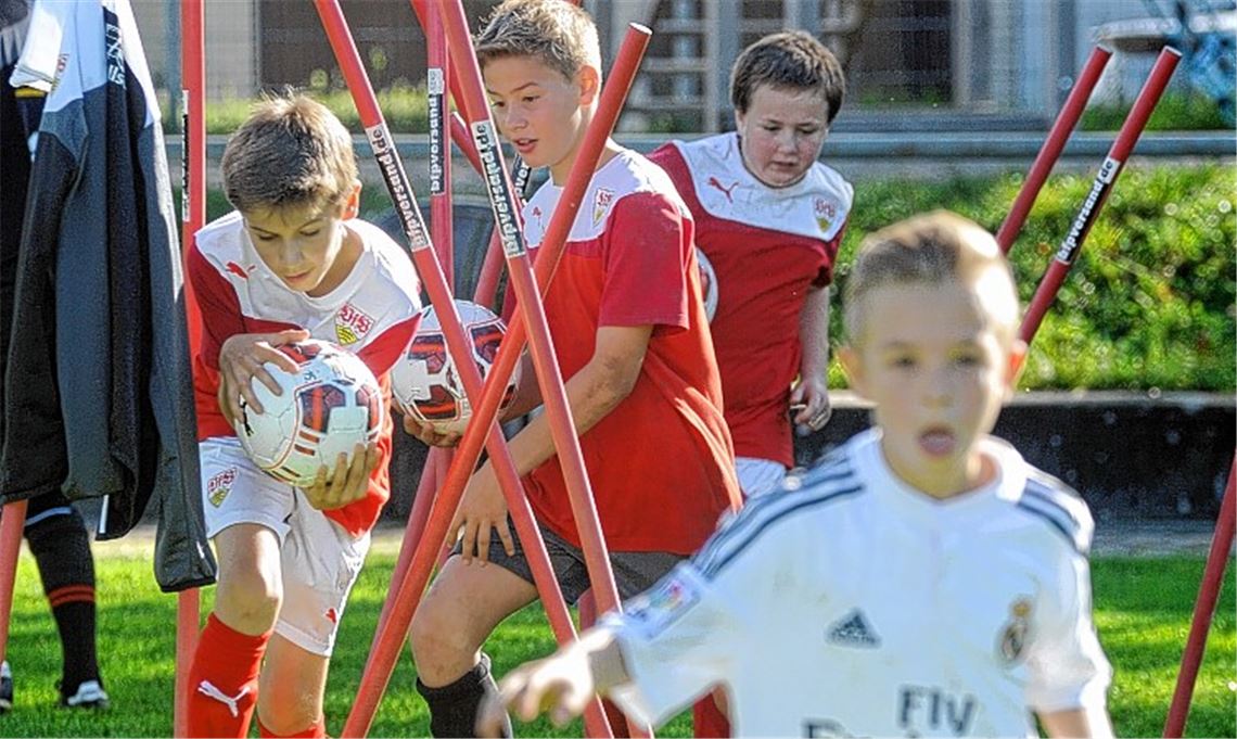 Körperübung im engen Raum: Aufgaben wie diese fordern den Nachwuchs des TSV Wiernsheim und sollen sich langfristig in der Aktivenelf niederschlagen.