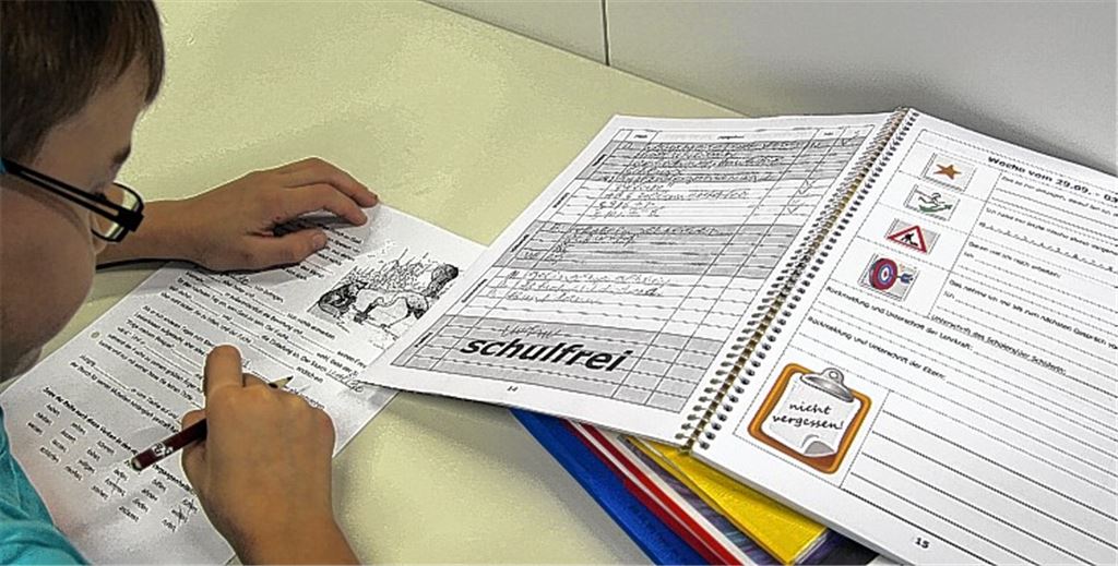 Konzentriert lernt ein Fünftklässler an der Heckengäu-Gemeinschaftsschule für das Fach Deutsch.