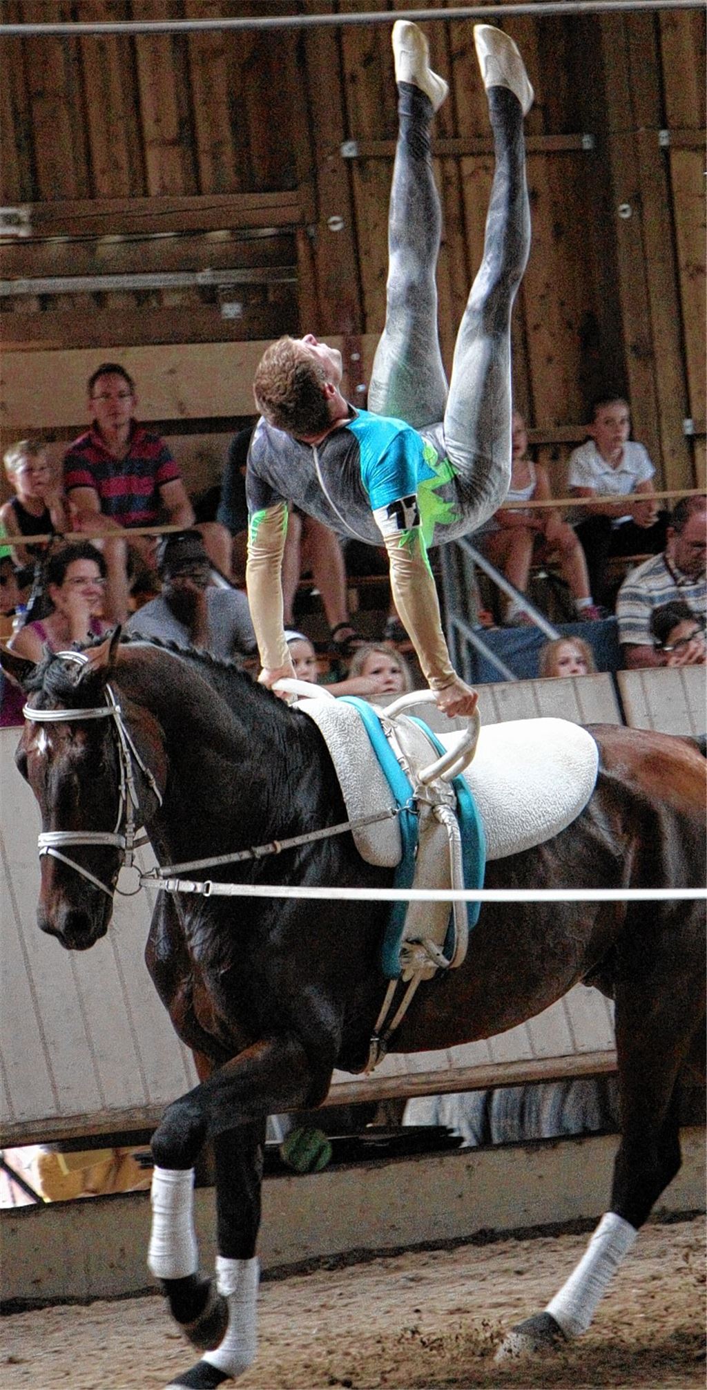 Kraft und Geschick: Jens Henne wird Nordbadischer Meister im Einzel-Voltigieren. Foto: Eigner
