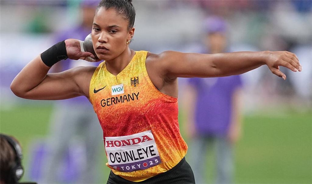 Kugelstoß-Olympiasiegerin Yemisi Ogunleye musste sich bei der WM mit Platz sechs zufriedengeben.