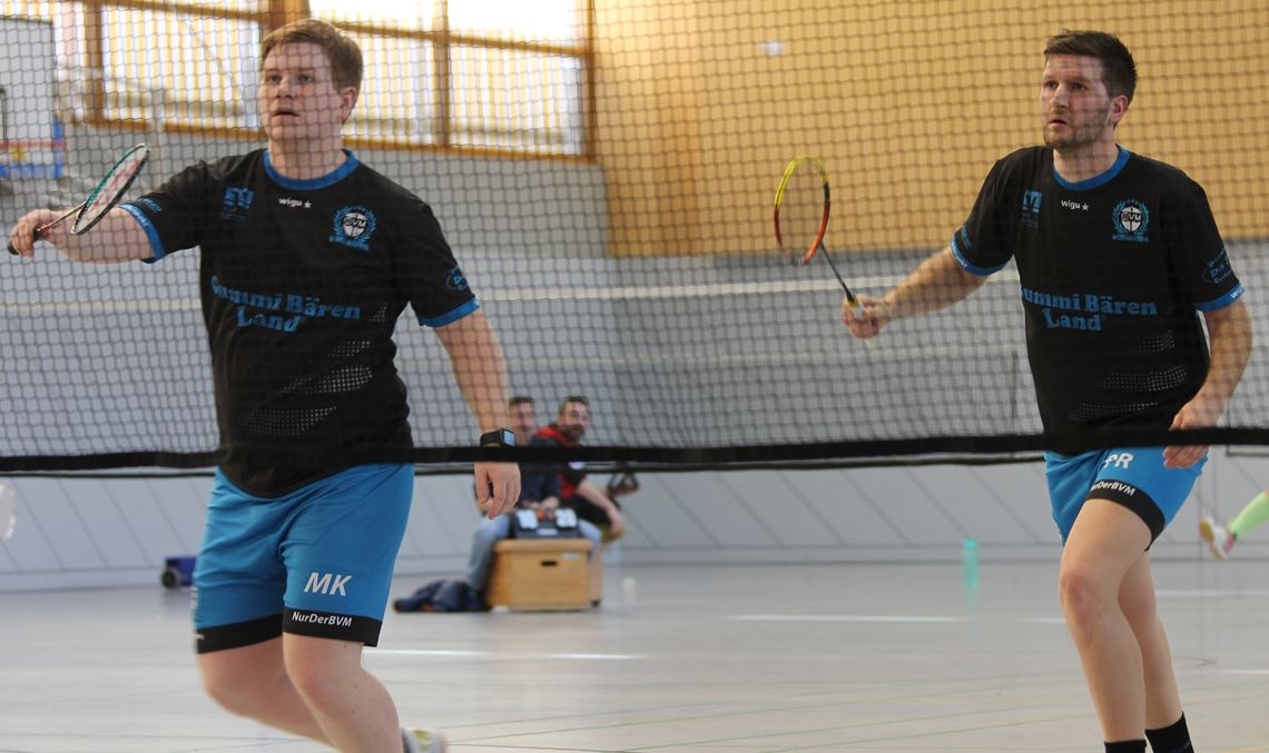 Kurz vor dem Lockdown im März 2020 bestreitet der BVM – hier Matthias Kroll (li.) und Patrick Rost – in Fellbach das seither letzte Spiel.Archivfoto: privat