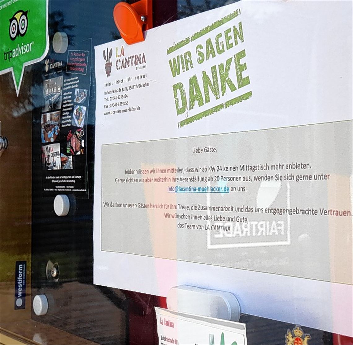 La Cantina bleibt vorerst geschlossen