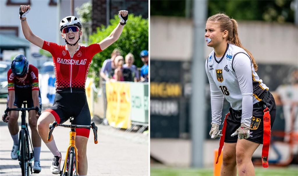 Leni Bauer (li.) und Lili Schmid haben im vergangenen Jahr herausragende sportliche Erfolge gefeiert – auf dem Rennrad und im Flag Football.