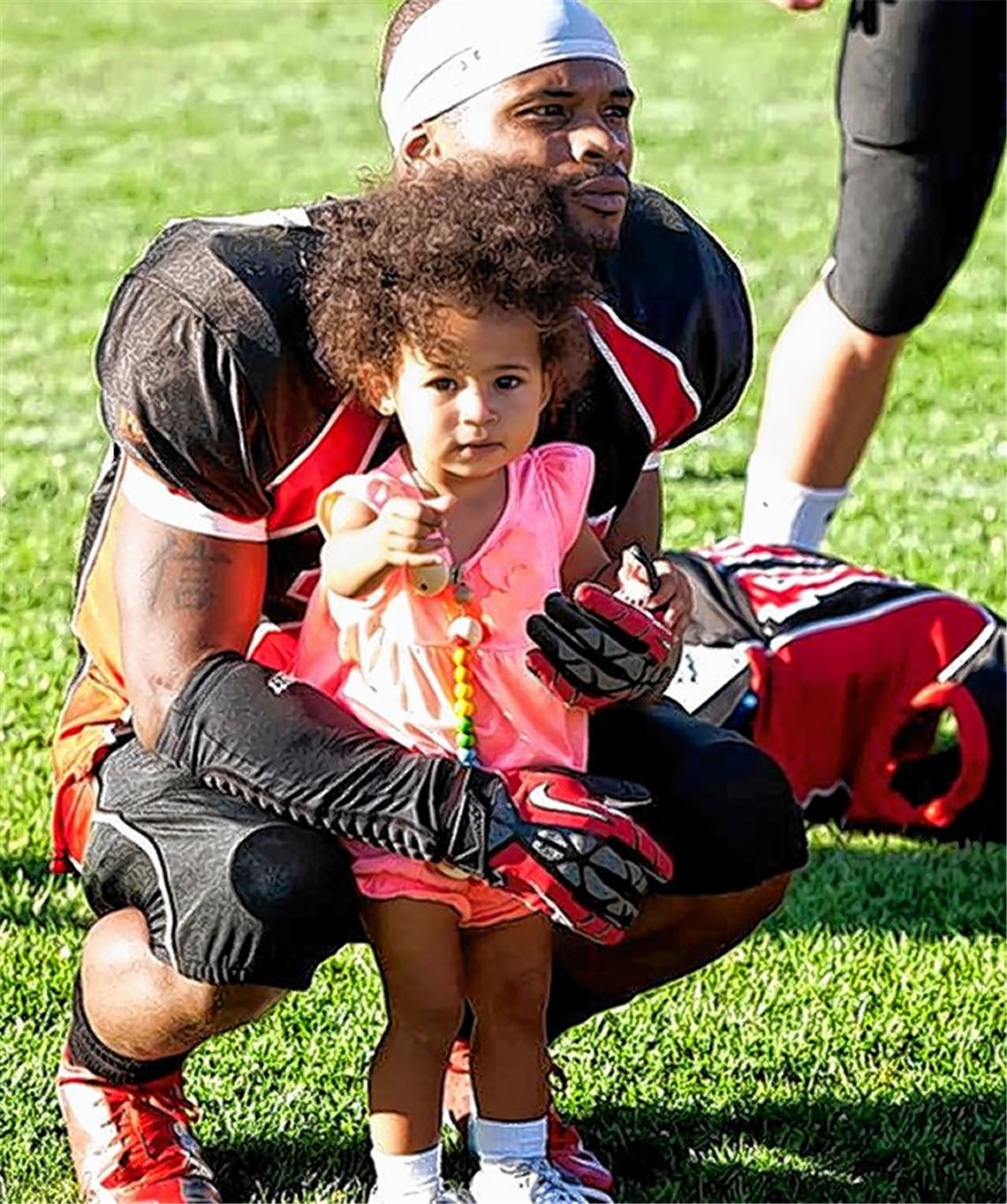 Liebevoller Papa und Klasse-Runningback: Darren Harmon Jr. läuft 2015 für die Offensive der Pforzheim Wilddogs auf. 