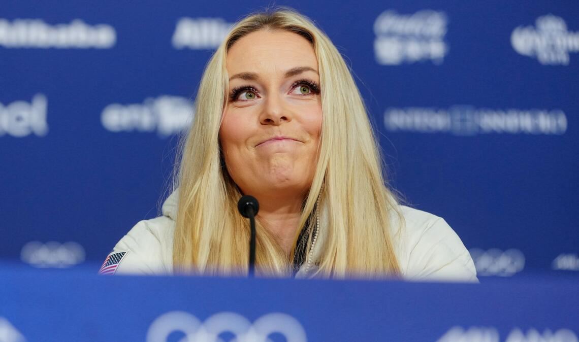 Lindsey Vonn bei einer Pressekonferenz vor ihrem schweren Sturz auf der Piste. (Archivbild)