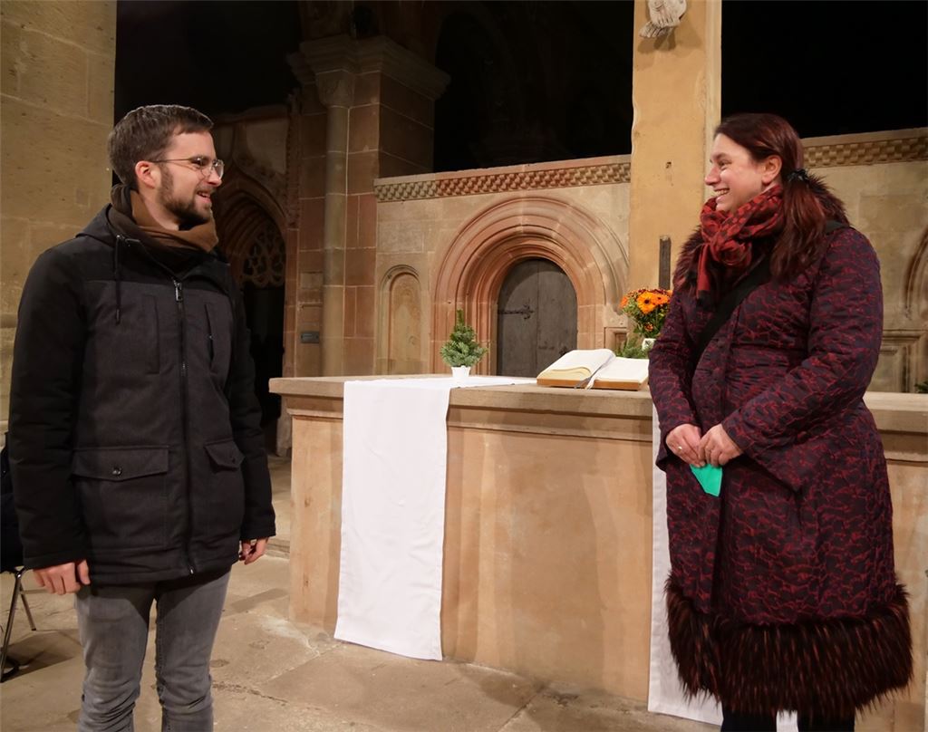 Liturgie mit Orgelklängen verbinden, das ist die Idee der Orgelvespern in der Maulbronner Klosterkirche. Am Samstag wurde sie von Organist Lukas Nagel und Pfarrerin Christine von Wagner gestaltet. Foto: Friedrich