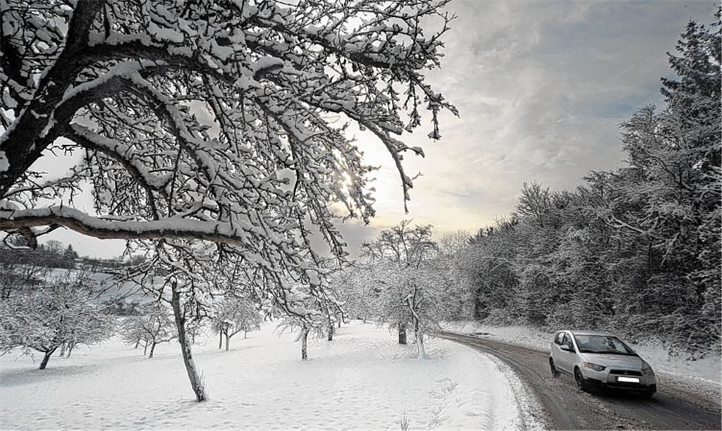 Märchenlandschaft: Vor allem neben der Straße – hier die inzwischen geräumte Fuchsensteige bei Lomersheim – offenbart der Winter seine schönen Seiten.