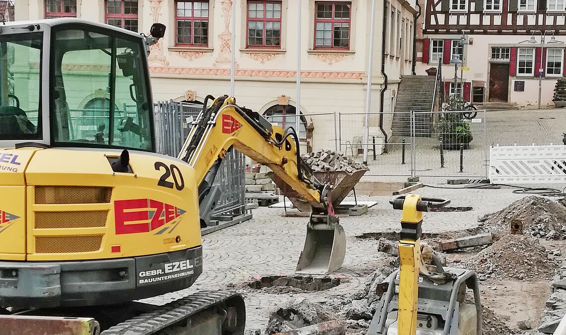 Marktplatzsanierung in Vaihingen. Foto: Arning