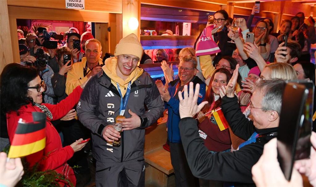 Max Langenhan beim Empfang im Deutschen Haus am Sonntagabend.