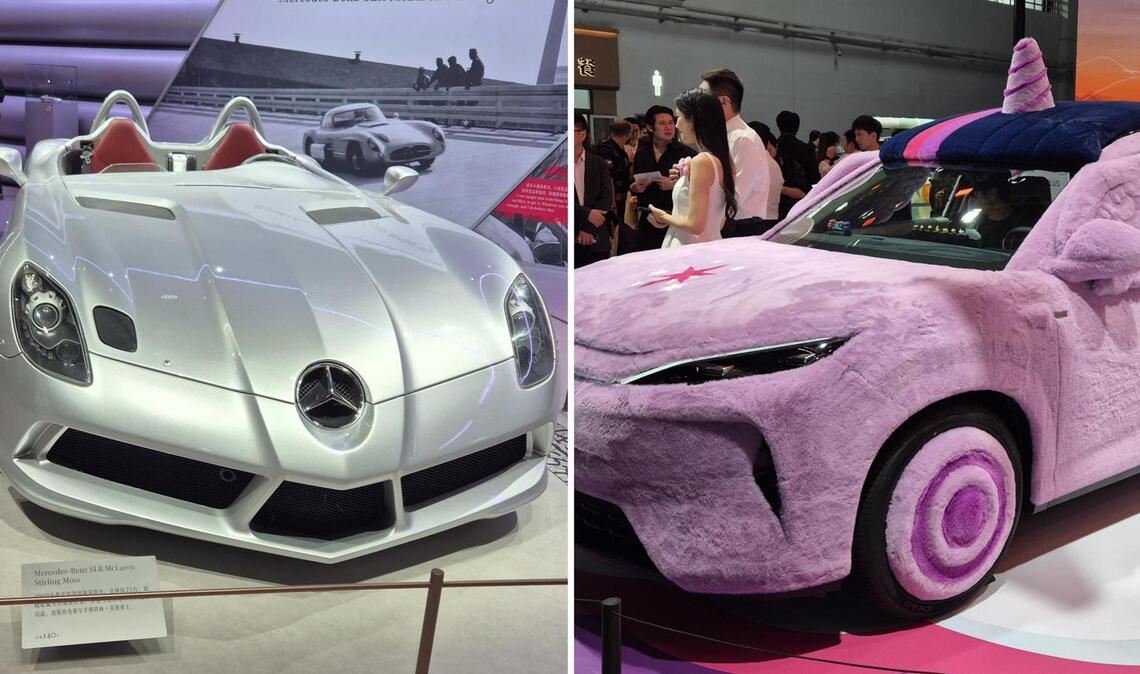 Mercedes präsentiert neben seinen Neuheiten auch legendäre Modelle wie den SLR McLaren Stirling Moss, bei BYD steht ein Auto im Fell-Look. Klicken Sie sich durch unsere Bildergalerie.