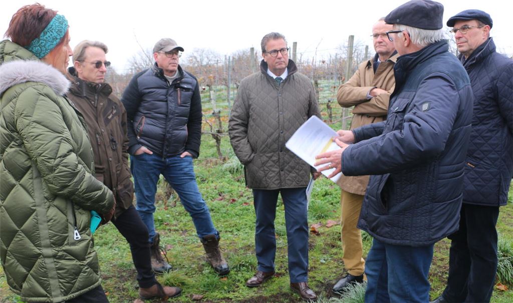 Minister Peter Hauk (Mitte) informiert sich über den Ärger in Mühlhausen. Foto: Gezener
