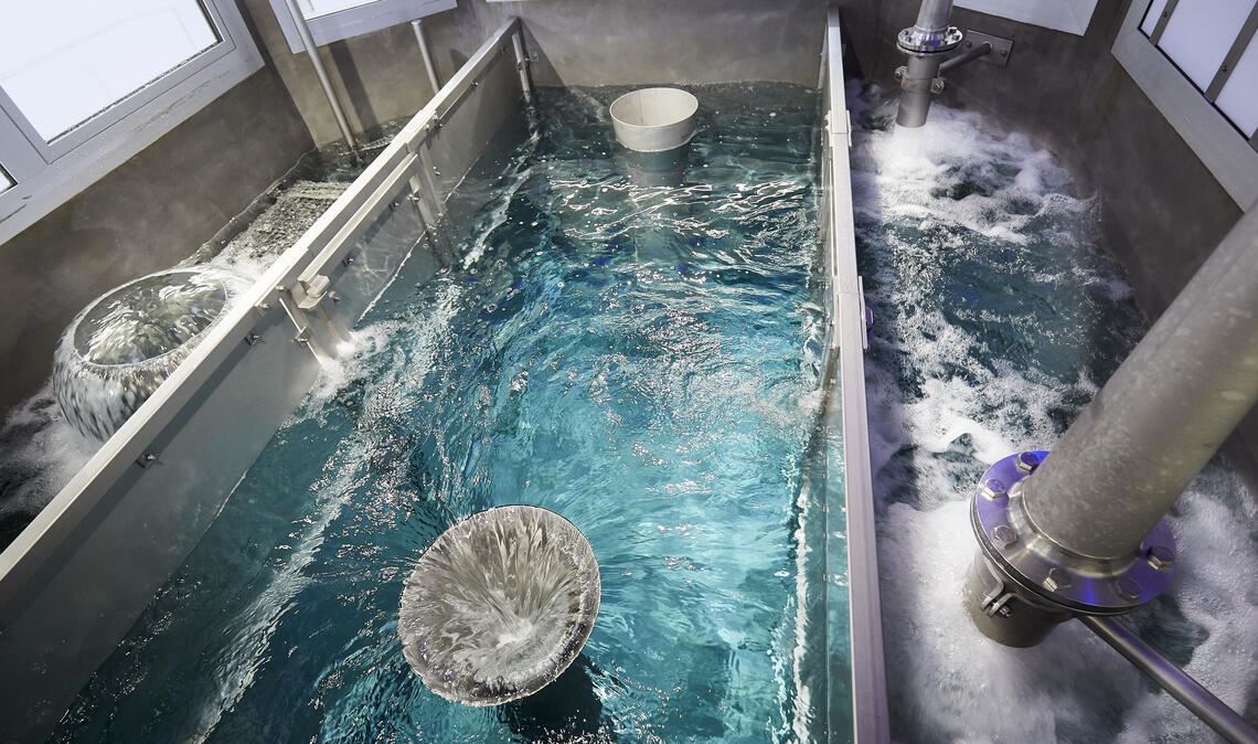Mischkammer eines Hochbehälters, in dem Bodenseewasser ankommt. Foto: Archiv/tike
