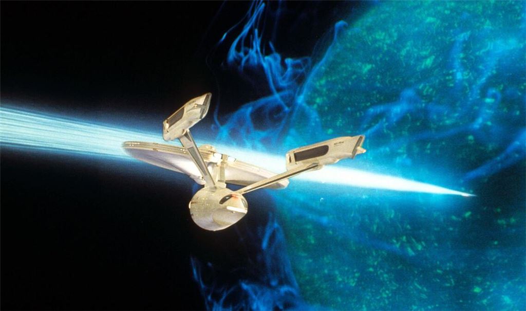 Mit Warp schneller als Licht? Im „Star-Trek“-Universum ist das  kein Problem (hier eine Szene aus dem Film „Star Trek V: Final Frontier“ aus dem Jahr 1989).