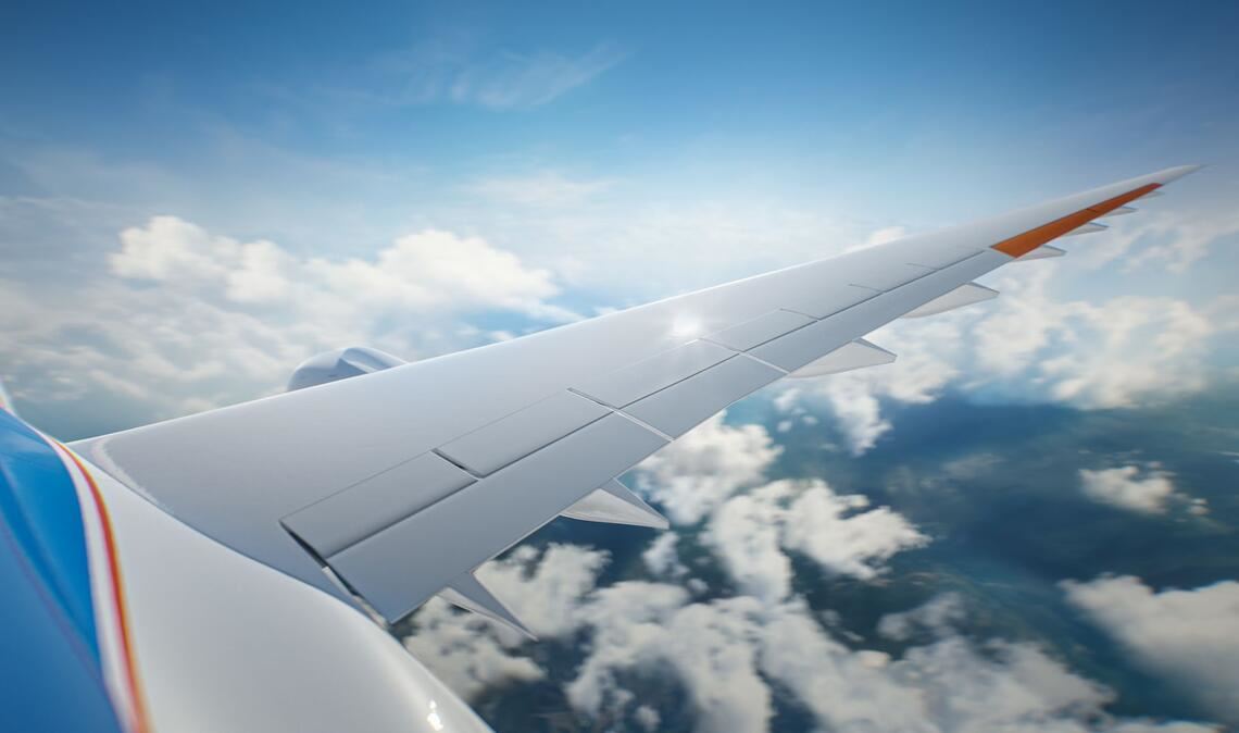 Mit den hochgestreckten Flügel wird weniger Treibstoff verbraucht.