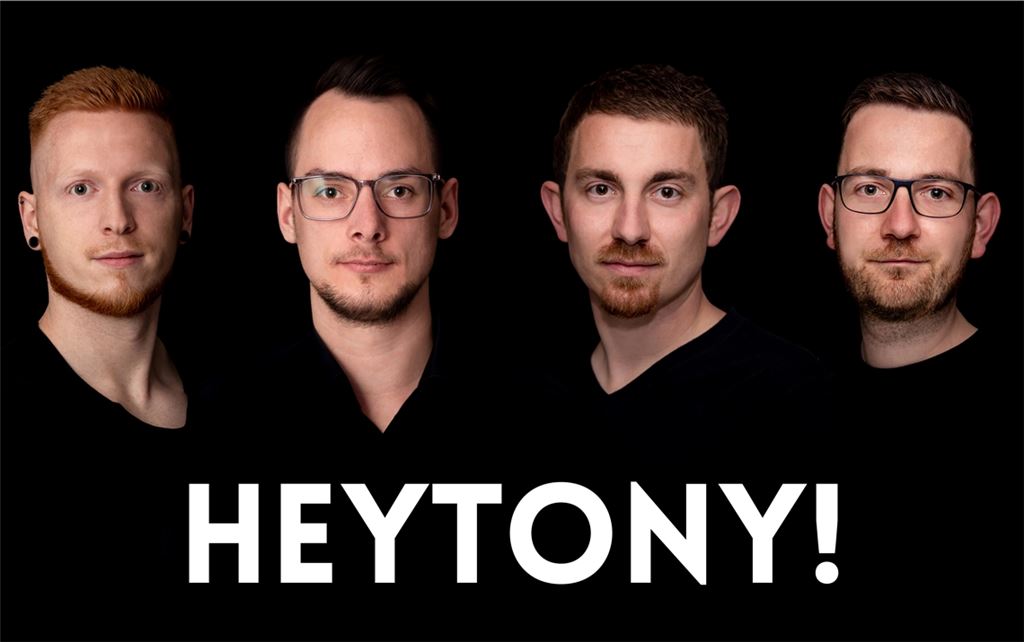 Mit eigenen Songs voll durchstarten, das wollen Leadsänger Fabian Brenneisen (Gitarre), Neuzugang Tommy Tony Voges, Bassist und gleichzeitig Namensgeber, und die Zwillingsbrüder Stefan und Markus Seibold mit ihrer neuen Formation „Heytony!“. Foto: privat