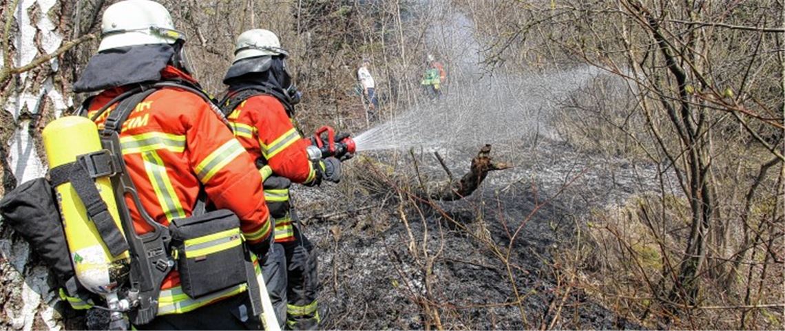 Mit reichlich Wasser aus dem Grenzbach löschen die Wehrleute den Flächenbrand. Foto: privat