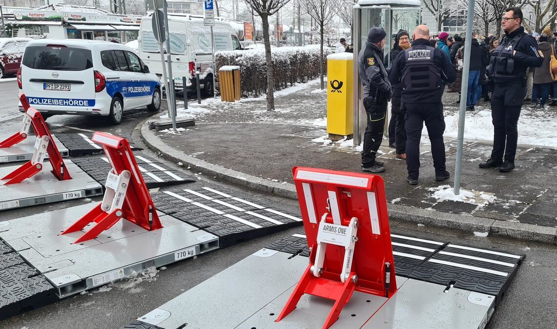 Mobile Fahrzeugsperren. Foto: Archiv
