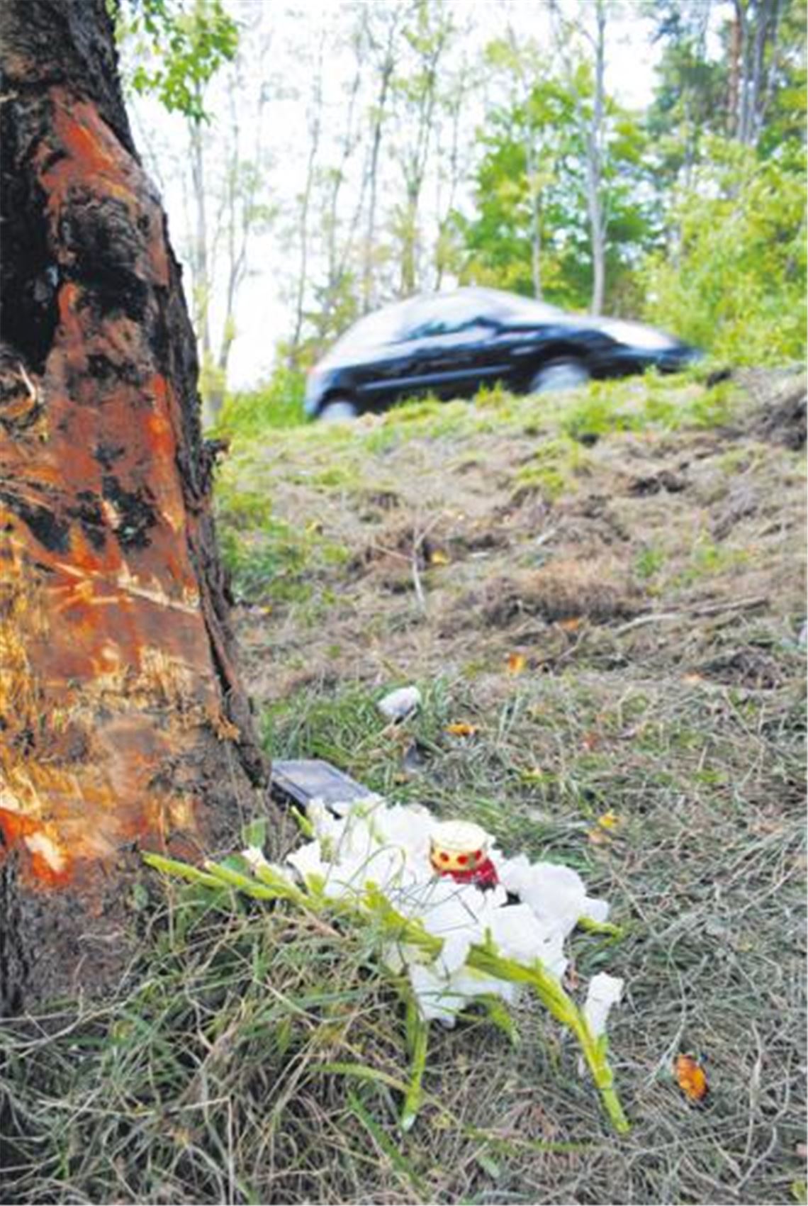 Nach dem Tod des 17-Jährigen: Zeichen der Trauer an der Unfallstelle. Foto: Myroshnichenko