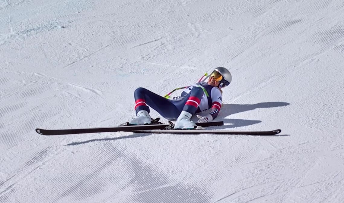 Nach ihrem Sturz blieb Vonn zunächst liegen und schrie vor Schmerzen.