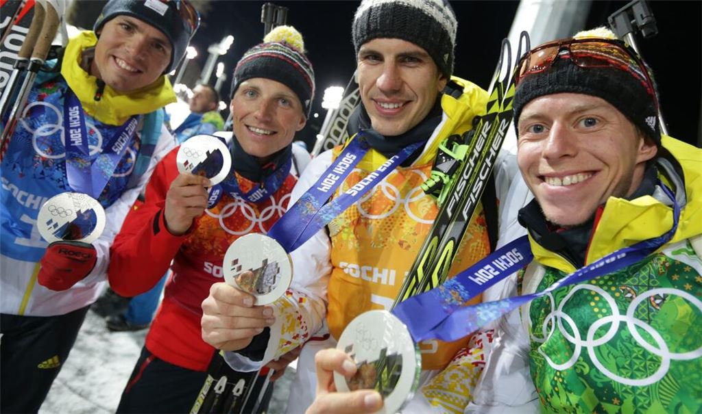 Nachträglich Olympiasieger: Die deutsche Biathlon-Staffel von 2014.