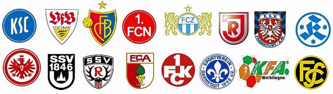 Namhafte Vereine sind für das Hauptfeld des Enzberger Pretema-Cup gesetzt: Die U10-Junioren von Karlsruher SC, VfB Stuttgart, FC Basel, 1. FC Nürnberg, FC Zürich, Jahn Regensburg, Stuttgarter Kickers (oben v. li.), Eintracht Frankfurt, SSV Ulm, SSV Reutlingen, FC Augsburg, 1. FC Kaiserslautern, SV Darmstadt 98, Kinder-Fußball-Akademie Waiblingen und Munotplayers Schaffhausen (unten v.li.).