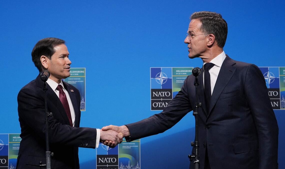 Nato-Generalsekretär Mark Rutte (re.) empfing den US-Außenminister Marco Rubio beim Gipfel in Helsingborg.