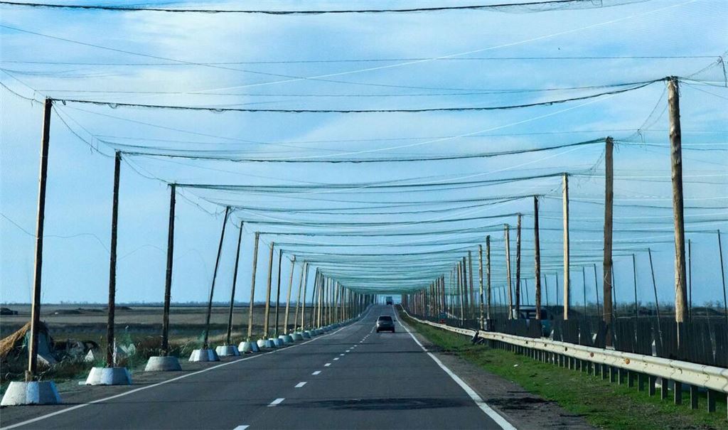 Netze über den Strtaßen bei Cherson sollen russische Drohnen abhalten. (Archivbild)