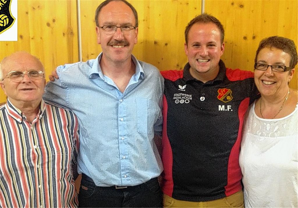 Neue Führungsspitze der Sportfreunde: Jürgen Banz, Hans-Jürgen Bürk, Mike Feldmeier, Birgit Essig (v.li.). Foto:privat
