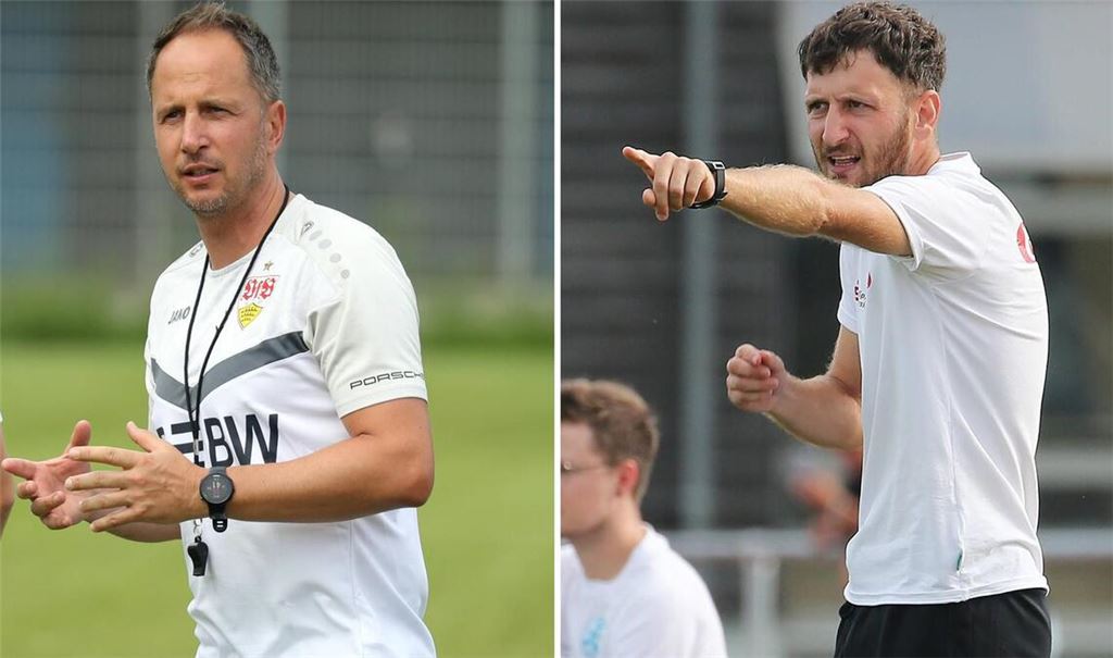 Neue U-19-Trainer: Tobias Rathgeb (VfB/li.), Harun Gülcan (Kickers). Fotos: Baumann, Imago