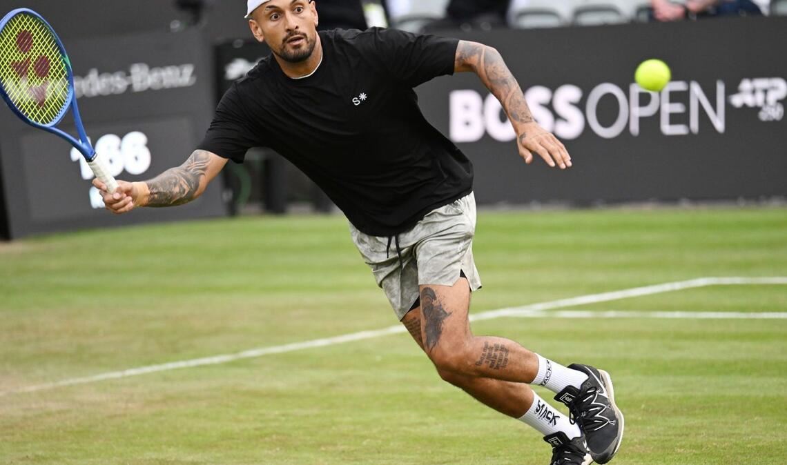 Nick Kyrgios in Aktion bei den Boss Open - der australische Exzentriker feiert in Stuttgart sein Comeback.