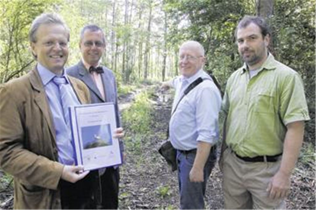 Noch klappert nichts auf dem Dach der Ötisheimer Kelter. Doch damit auf die Kurzinspektion des Nests, die der Schnappschuss aus dem Rathausarchiv dokumentiert, bald eine dauerhafte Nutzung folgt, legen sich Gemeinde und Landratsamt mächtig ins Zeug. Alle Beteiligten wissen genau: Für die Ansiedlung des Weißstorchs braucht es vor allem Geduld. Foto: privat