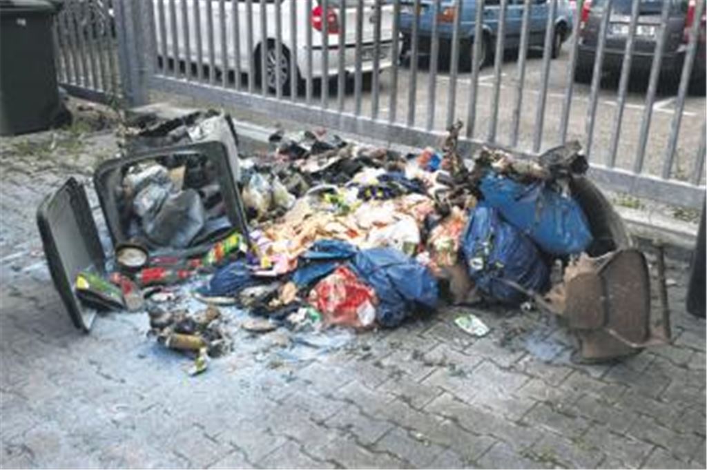 Nur ein Ausreißer? Mülleimer brennen im September auf einem Areal im rückwärtigen Bereich der Mühlacker Bahnhofstraße. 
Archivfoto: Franz