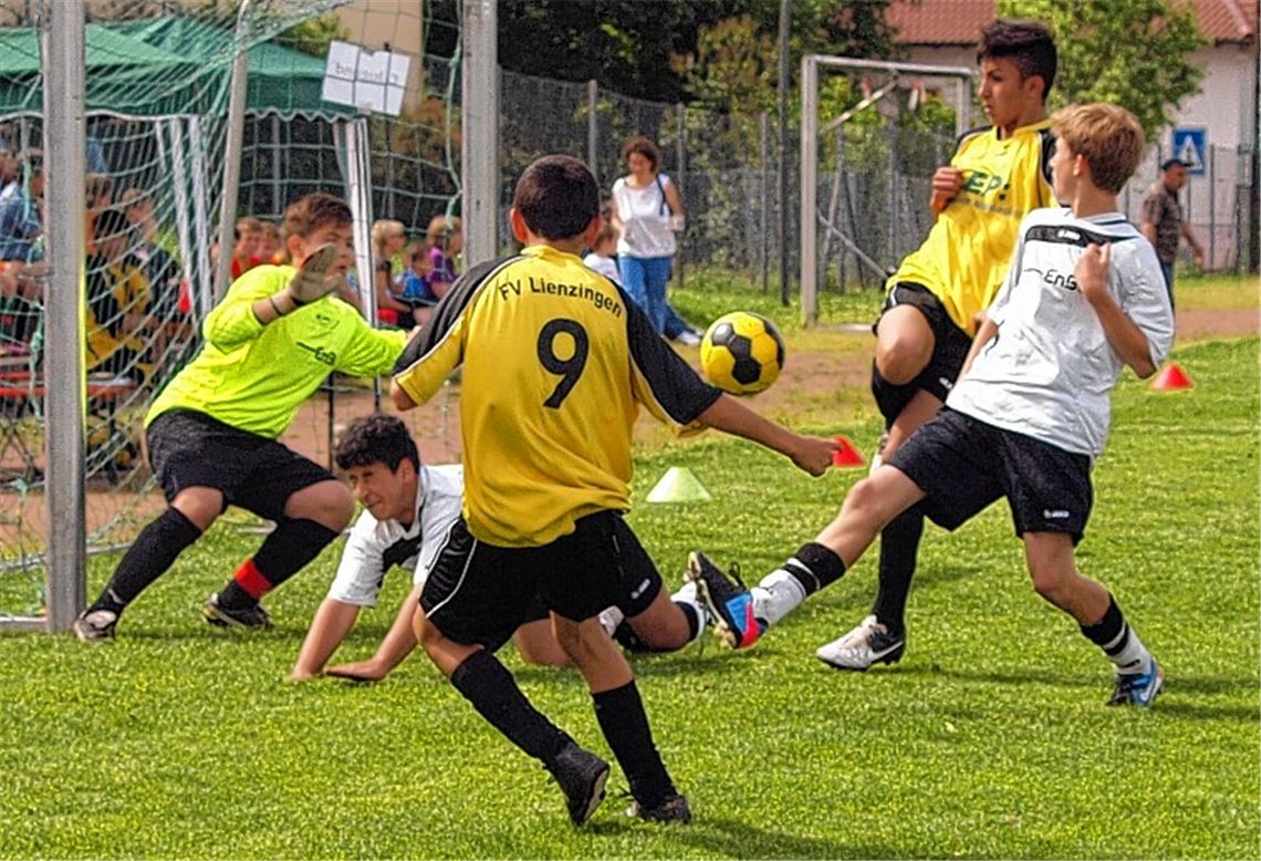 Ötisheimer Torhüter glänzend in Form: Dennoch gewinnt die Lienzinger C-Jugend Foto: Appich