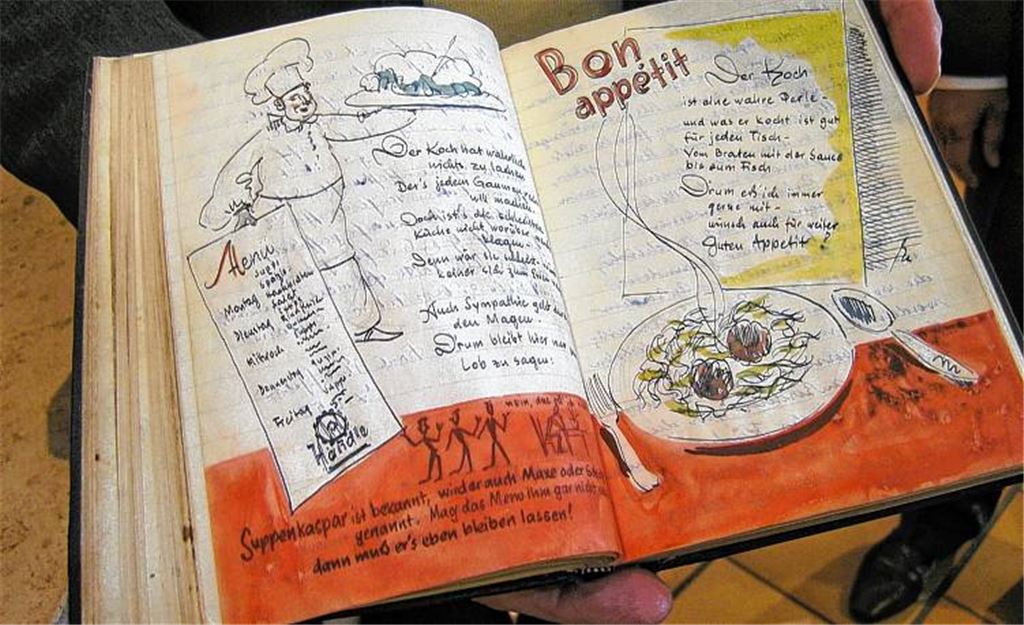 Offensichtlich hat es geschmeckt: Viele Einträge im Werksküchenbuch sind ansprechend gestaltet.