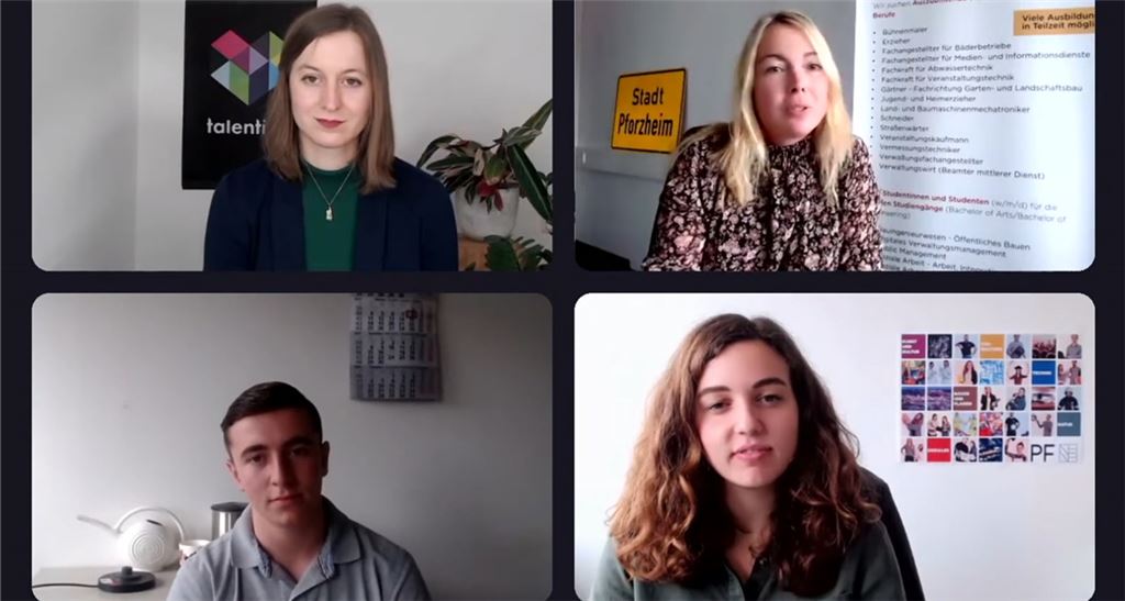 Online-Live-Talks – hier mit Vertretern der Stadt Pforzheim über Berufe im Verwaltungsbereich – gehören in diesem Jahr wieder dazu. Foto: Friedrich