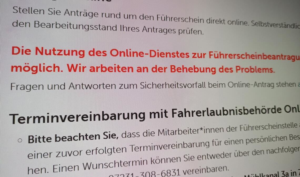Online ist die Beantragung eines Führerscheins beim Landratsamt derzeit nicht möglich. Foto: Disselhoff