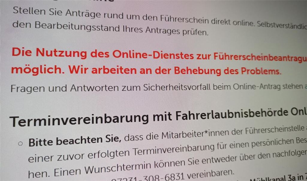 Online ist die Beantragung eines Führerscheins beim Landratsamt derzeit nicht möglich. Foto: Disselhoff