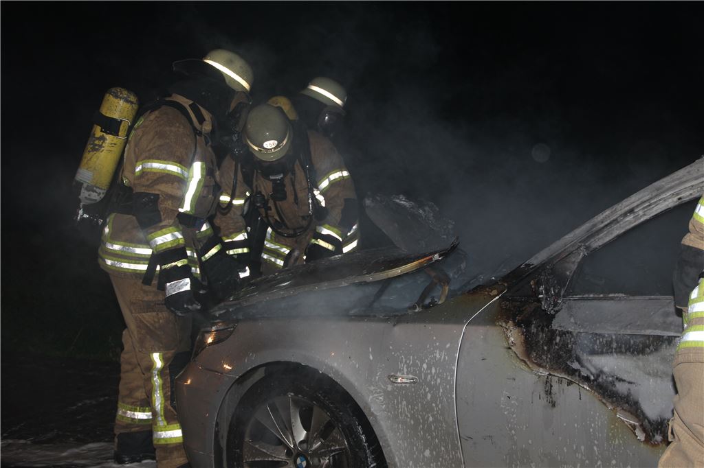 PKW vollständig ausgebrannt. (Foto: Recken)