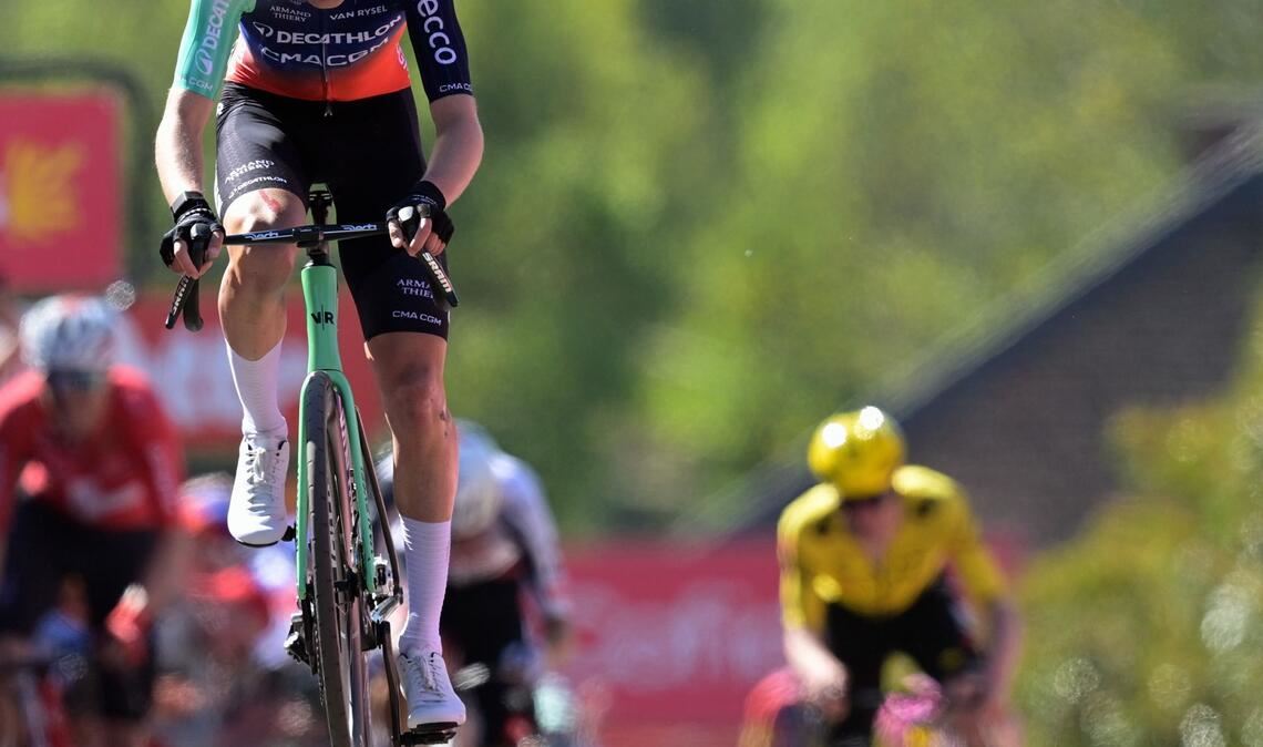 Paul Seixas bei seinem Sieg beim Flèche Wallonne. (Archivbild)