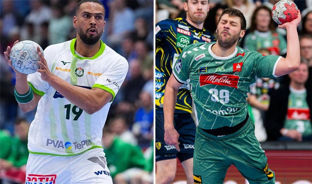 Philipp Ahouansou (li.) spielt bei der HSG Wetzlar, Malte Donker bei GWD Minden.