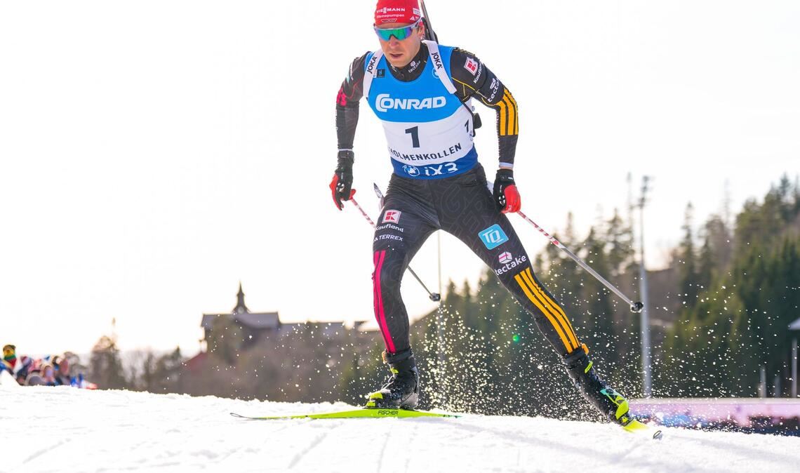 Philipp Nawrath schießt perfekt, kann aber in der Loipe nicht mithalten.