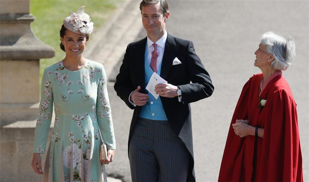 Pippa Middleton (l.) und James Matthews im Jahr 2018 bei der Hochzeit von Prinz Harry und Meghan Markle.