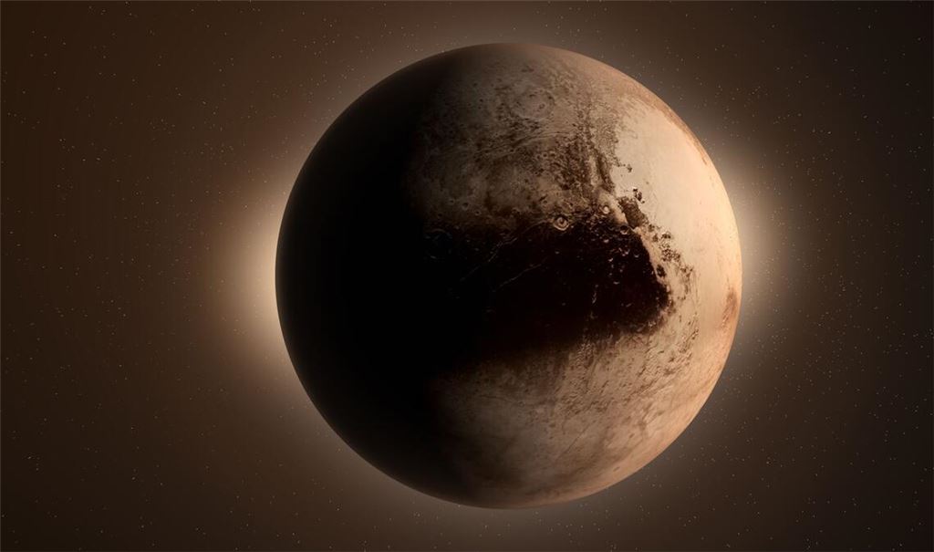 Pluto trennen von unserem Heimatplaneten 4839 Millionen Kilometer. Das entspricht der 32-fachen Distanz zwischen Sonne und Erde. Wegen seiner großen Entfernung ist der eisige Himmelskörper nur mit lichtstarken Teleskopen zu erkennen.