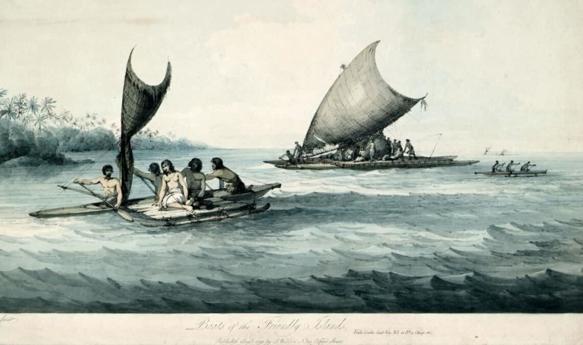 Polynesische Boote im Jahr 1791.