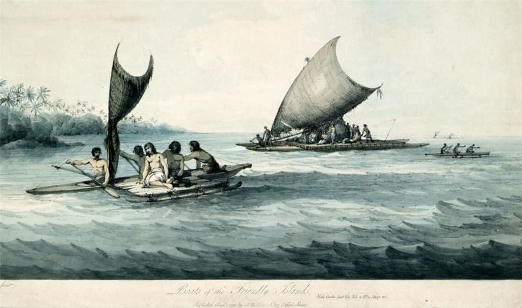 Polynesische Boote im Jahr 1791.
